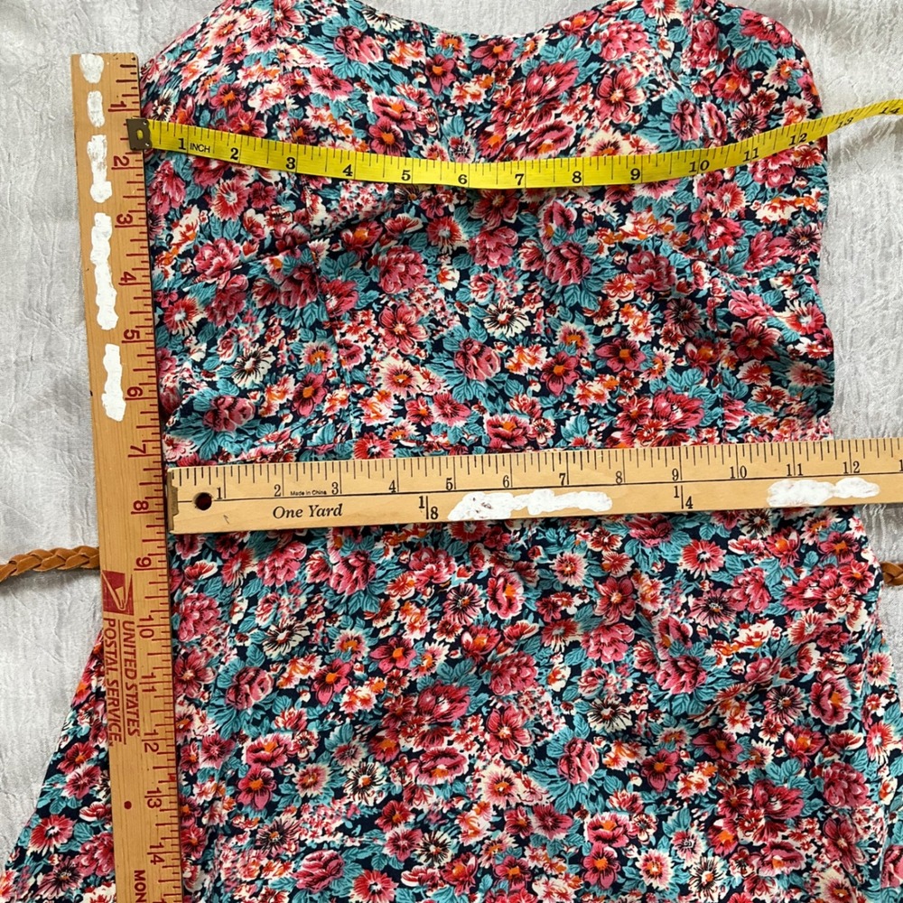 New Look Floral Smocked Back Sundress with Braided Belt M Cottagecore Boho Retro - Picture 11 of 14